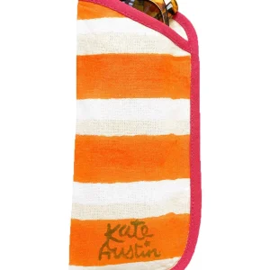 KATE AUSTIN  Étui Lunettes de Soleil - Rayures Cabana Orange et Rose