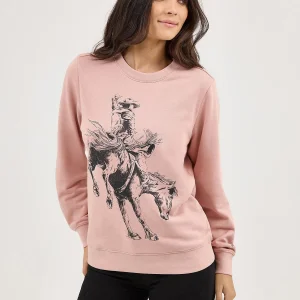 Crewneck Wrangler Bronc rider Misty Rose