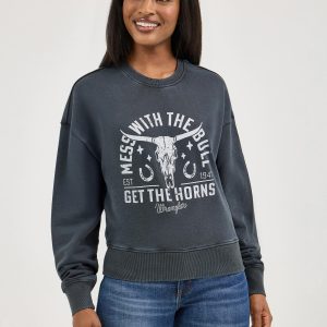 Crewneck Wrangler Mess With the Bull Get the Horns
