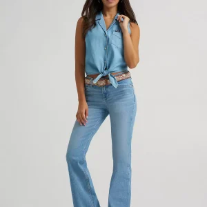 Chemise Wrangler Femme Denim Sleeveless Tie Front Shirt