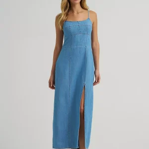 Robe Wrangler Femme Denim Slit Front Maxi