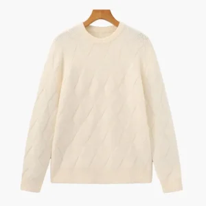 Pull à col rond en tricot diamanté