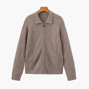 Gilet à capuche à fermeture éclair en tricot Heritage Diamond