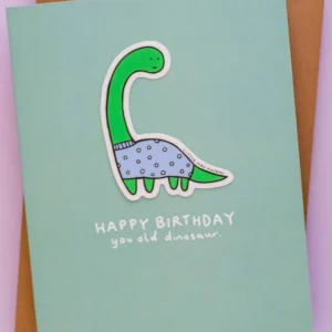 LITTLE MAY PAPERY Carte de Souhait Autocollante - You Old Dinosaur