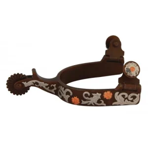 Éperons Western Rawhide Antique Copper Flowers