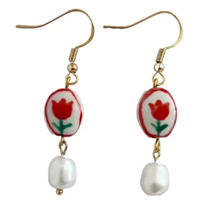 YELLOW DOTS Boucles d'Oreilles Tulipes Rouges