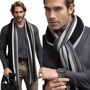 Écharpe Homme Rayures Tricot Acrylique Doux Limitée
