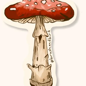 BRUSH & BIRD Autocollant Champignon Rouge