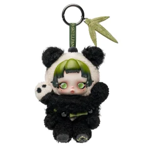Pop Mart Porte-Clés Peluche Skullpanda Lazy Panda Vert Noir