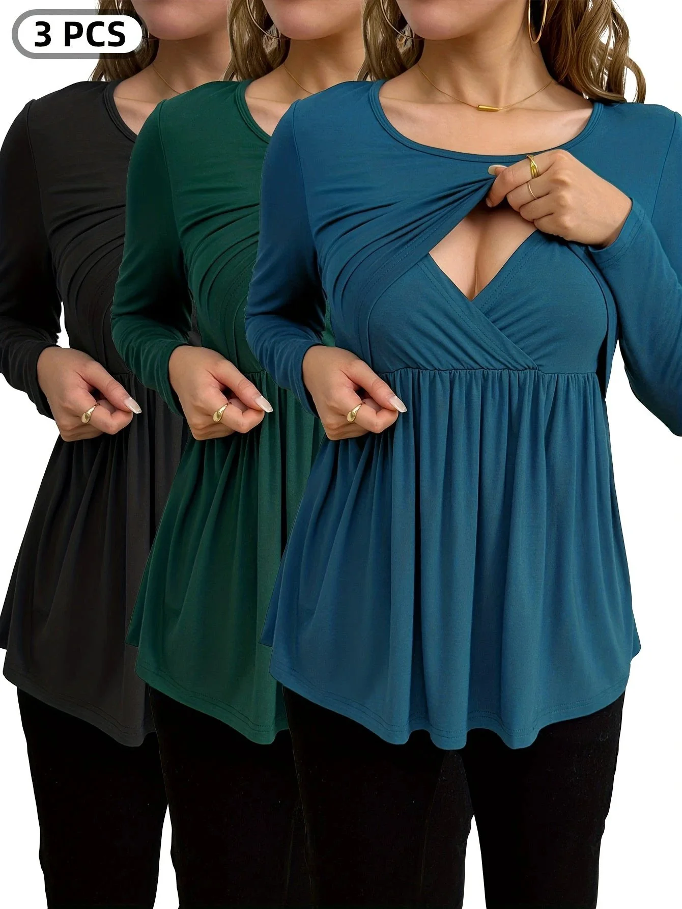 Hauts Grossesse Allaitement Drapé Stretch Élasthanne Luxe – Image 2