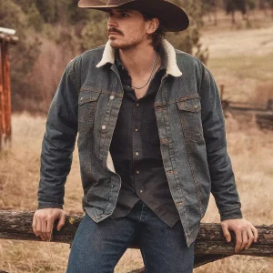 Manteau Wrangler Homme Western Sherpa Lined Denim Trucker Jacket