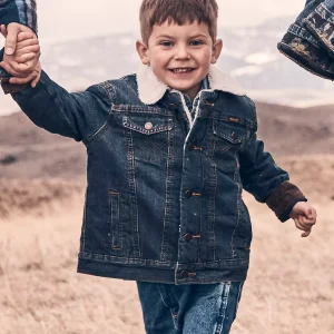 Manteau Wrangler Enfant Western Styled Sherpa Lined Denim Jacket Rustic