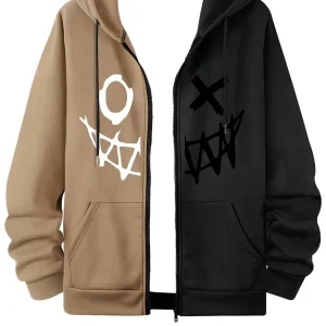 Sweat À Capuche Bicolore Homme Velours Polyester Édition