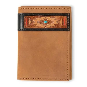 Portefeuille Ariat Mens Trifold Style Wallet Southwestern Aged Bark