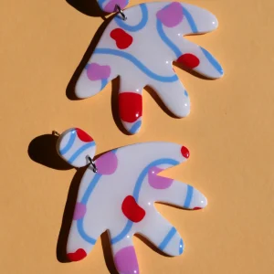 CROCODILE AGILE Boucles d'Oreilles Pam - Blanc & Ligne Bleu