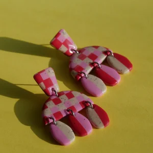 CROCODILE AGILE Boucles d'Oreilles Louisette - Damier Tricolore