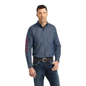 Chemise Ariat® Men's Team Logo Cassius Blue Chambray Button Up Shirt