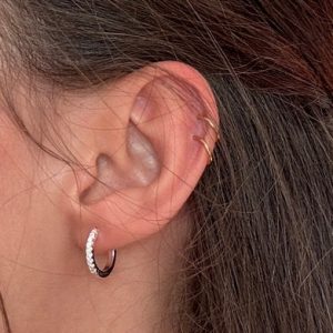 Boucles d'oreilles "Small Hoops Silver White" - EMILIE By BON DEP