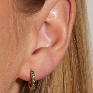 Boucles d'oreilles "Small Hoops Green" - EMILIE By BON DEP