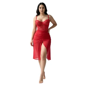 Les Secrets de Léa – Ensemble dentelle maille plissée tanga transparent – Oriannah