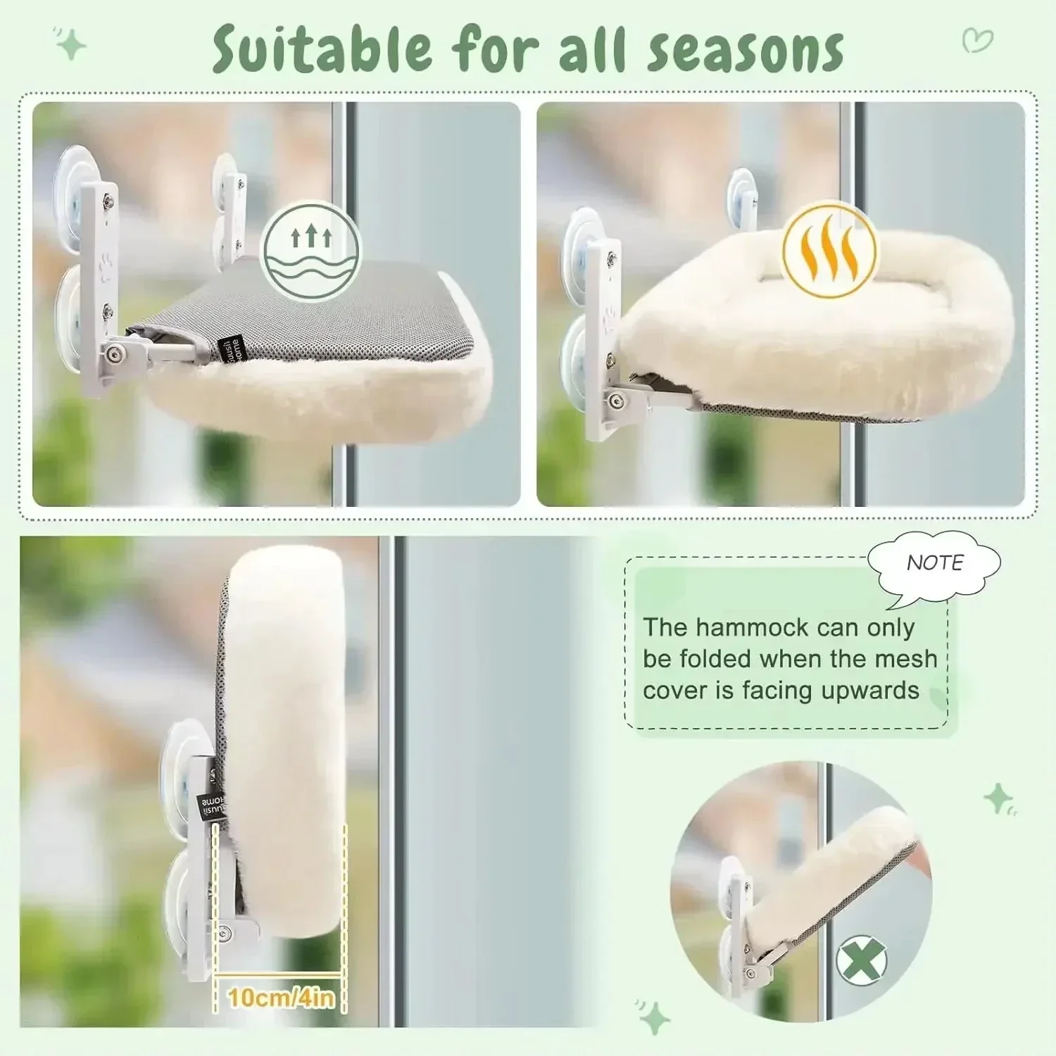 Hamac d Hiver Pour Chat Ventouse Fenêtre Suspendue – Image 4