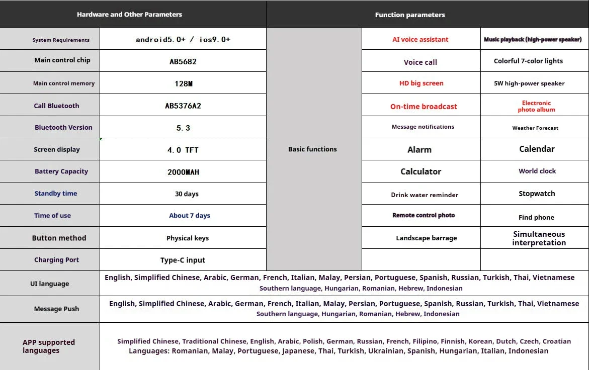 Haut-parleur Bluetooth 5.4 IA Écran Tactile LED Multicolore – Image 8