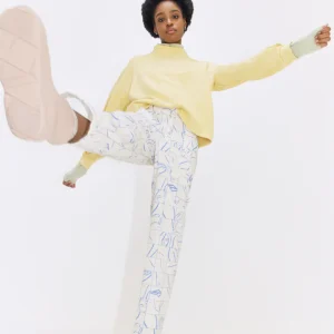 EVE GRAVEL Pantalon Edgar - Vanille et Bleu