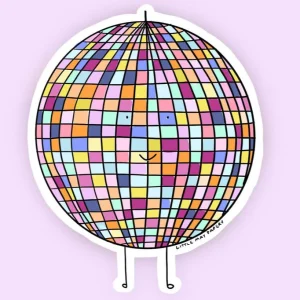 LITTLE MAY PAPERY Autocollant en Vinyle - Boule Disco Smiley