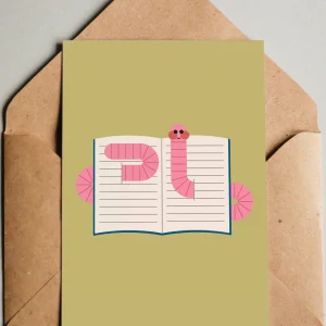 MAD LOVE CREATIVE Carte de Vœux Bookworm