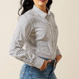 Chemise Ariat Femme  Black/White Triangle Stripe Kirby Stretch Button Shirt