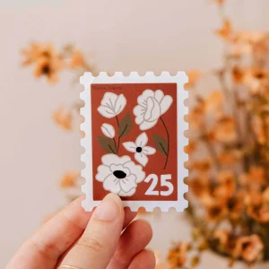 MIMI & AUGUST Autocollant en Vinyle - Timbre Fleur