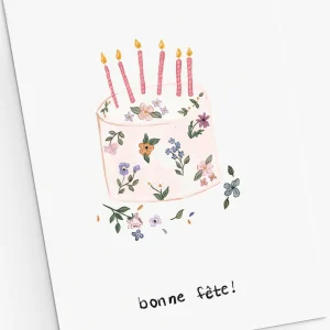 MIMI & AUGUST Carte Gateau de fête fleuri