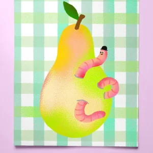 PROJET SPECIAL Carte de souhait - Ver et Poire