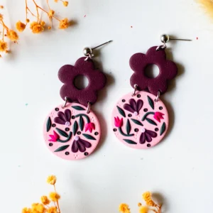 SLOW DAY STUDIOS Boucles d'oreilles Floral - Rose