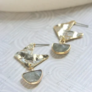 BOUCLE D'OR Boucles d'Oreilles Demi Cercle Labradorite