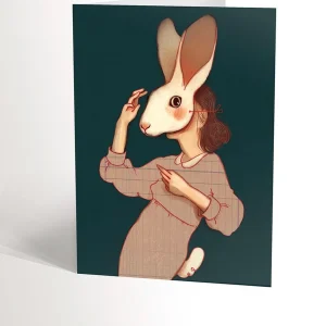 VALERIE BOIVIN Carte de Souhait - Femme Lapin
