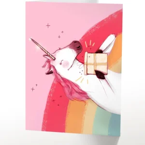 VALERIE BOIVIN Carte de Souhait - Licorne Rose