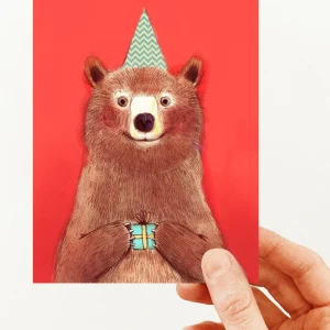 VALERIE BOIVIN Carte de Souhait - Ours Rouge