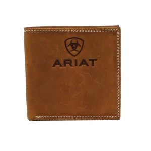 Portefeuille Ariat® Men's Embossed Logo Brown Leather Bifold Wallet