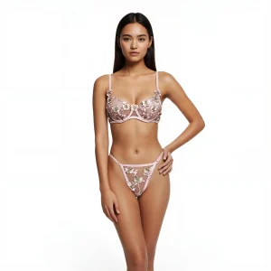 Les Secrets de Léa – Ensemble lingerie papillons en tulle rose – Louane