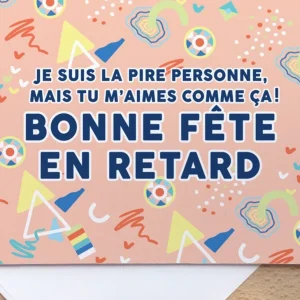 MERCI BONSOIR Carte -  Bonne Fête En Retard
