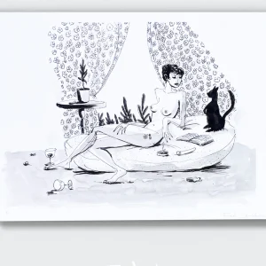 FRED JOURDAIN Affiche La Femme au Chat