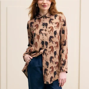 HILARY MACMILLAN Chemise Tigre - Tan Print
